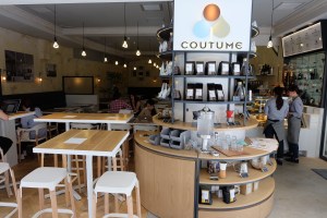 Display at Entrance of Coutume Coffee Aoyama Tokyo Japan