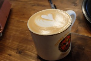 Mug with Latte Art at Woodberry Coffee Roasters in Yoga Tokyo Japan