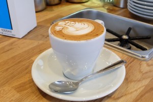 Latte art at AllPress Espresso Kiyosumi-Shirakawa Tokyo Japan