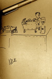 Sketch of Barista at Bear Pond No. 8 Shibuya Tokyo Japan