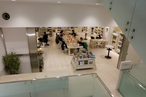 Downstairs view from above Sarutahiko Coffee Omotesando Tokyo Japan