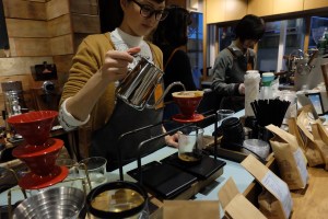 Barista Pour-over coffee at Sarutahiko Coffee Omotesando Tokyo Japan