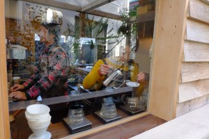 Hario V60 pour over by barista at Onibus Coffee Nakameguro Tokyo Japan Cafe