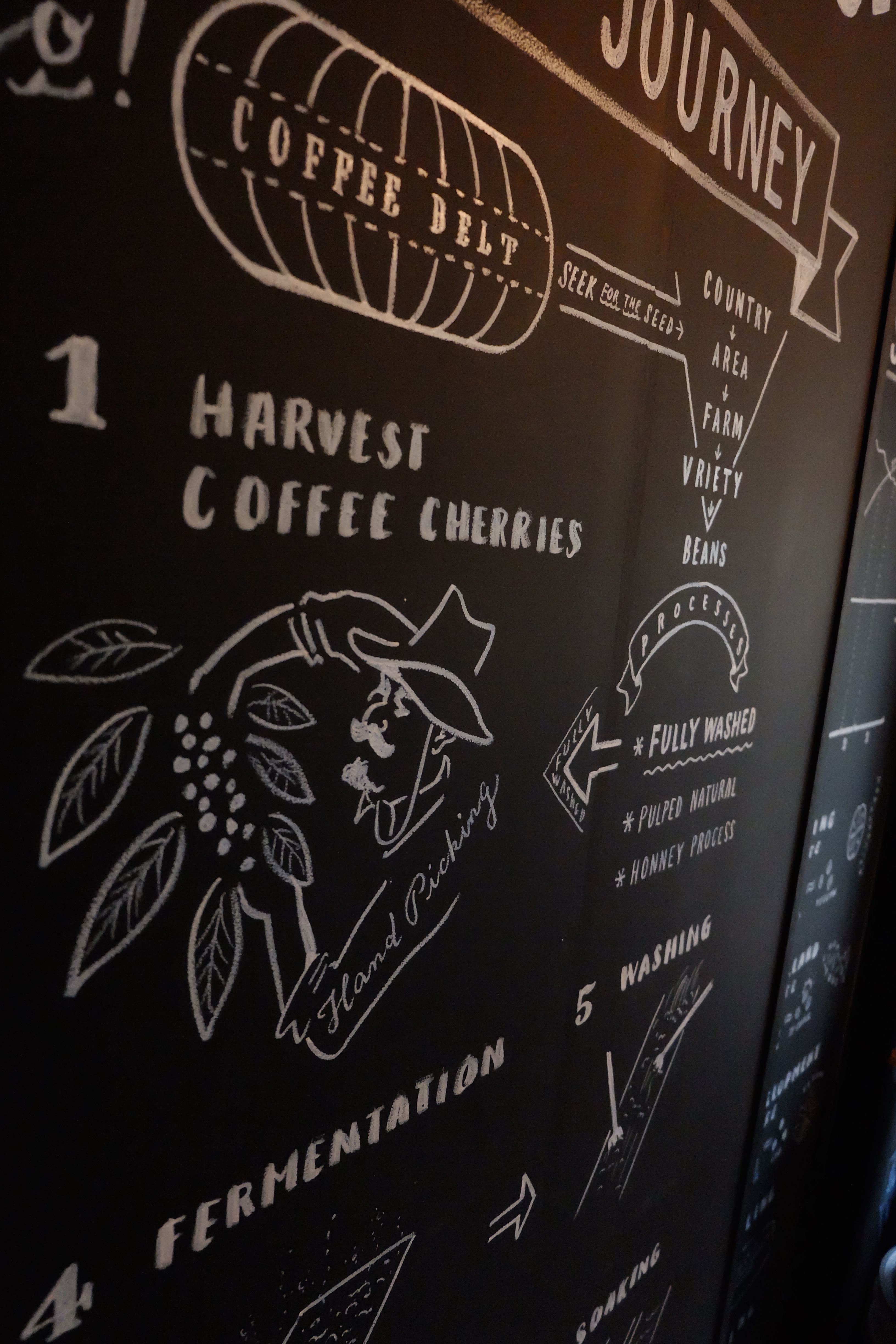 Harvest Coffee Cherries Coffee Mural Chalk Boy Onibus Coffee Nakameguro Tokyo Japan Cafe