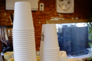 Paper cups at Onibus Coffee Nakameguro Tokyo Japan Cafe