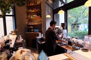Barista Preparing Espresso at The Workers Coffee and Bar Meguro Tokyo Cafe