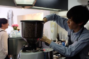 Barista making espresso at Light Up Coffee Kichijoji Tokyo Japan Cafe