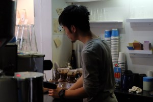 Side Profile of Barista at Light Up Coffee Kichijoji Tokyo Japan Cafe