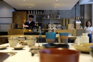 Cobi Coffee Seating at Cobi Coffee in Aoyama Tokyo Japan