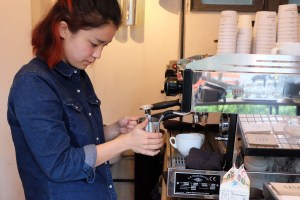 Barista Using La Marzocco Linea Classic at Counterpart Coffee Gallery Shinjuku Tokyo Japan
