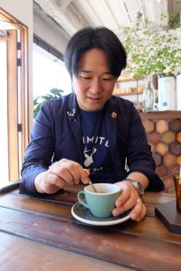 Owner Daichi Matsubara at Unlimited Coffee Bar in Narihira Tokyo Japan